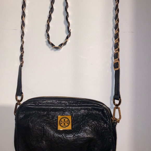 ♥️🥰100% Authentic Tory Burch Black Leather Crossbody Bag - Picture 3 of 14